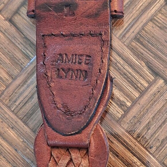 Vintage Classic Aimee Lynn Large Leather Belt Woven Braided Antique Brown 90's - Picture 15 of 16